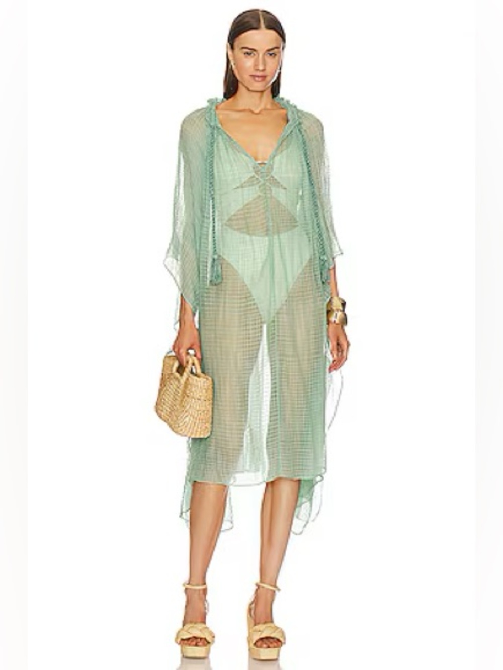 Ulla Johnson Calla cover up in Capri  - Mint Green Sheer Swim Coverup Kaftan NWT